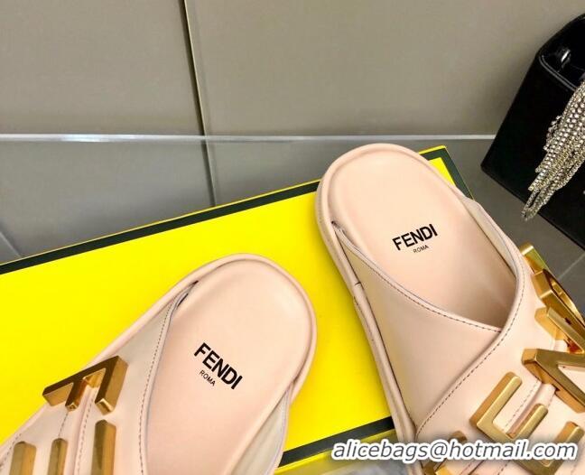 Low Price Fendi Fendigraphy Leather Lettering Flat Slide Sandals Pink 032239