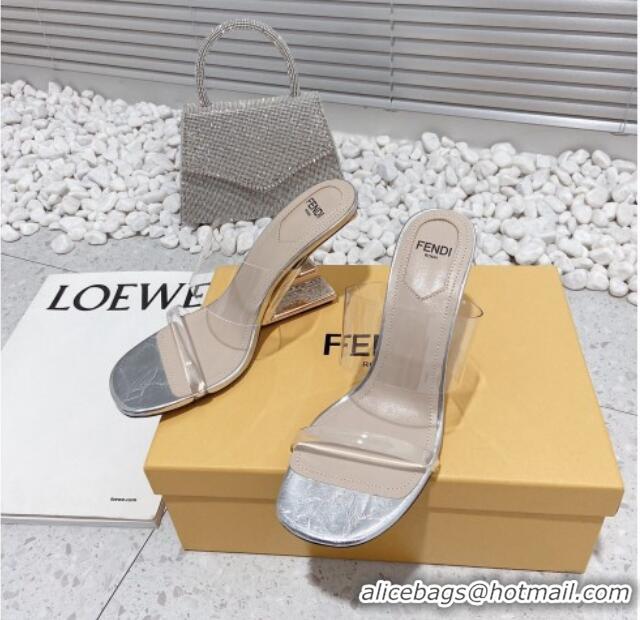 Grade Quality Fendi First PVC High Heel Sandals 8.5cm Silver 032823