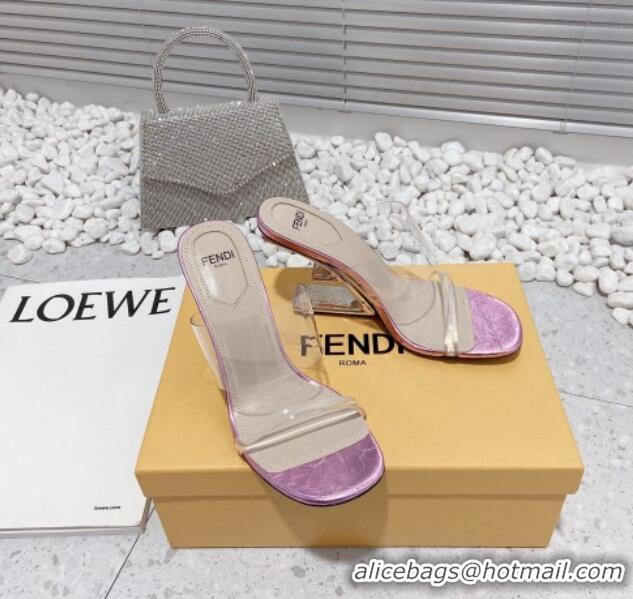 Good Quality Fendi First PVC High Heel Sandals 8.5cm Pink 032824