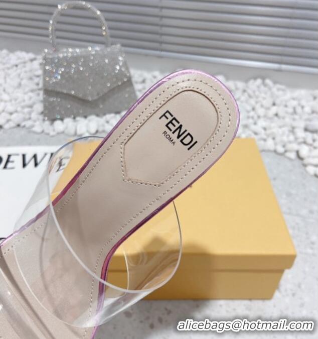 Good Quality Fendi First PVC High Heel Sandals 8.5cm Pink 032824