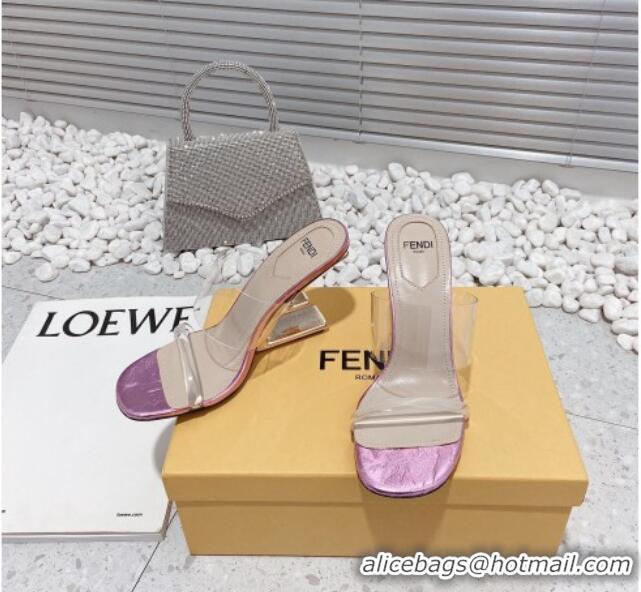 Good Quality Fendi First PVC High Heel Sandals 8.5cm Pink 032824