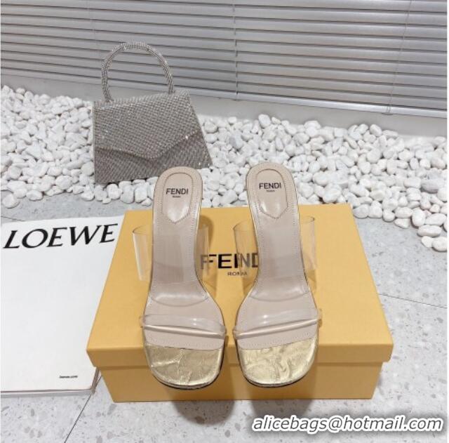 Unique Style Fendi First PVC High Heel Sandals 8.5cm Gold 032827