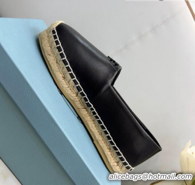 Good Quality Prada Nappa Lambskin Espadrilles Black 030731