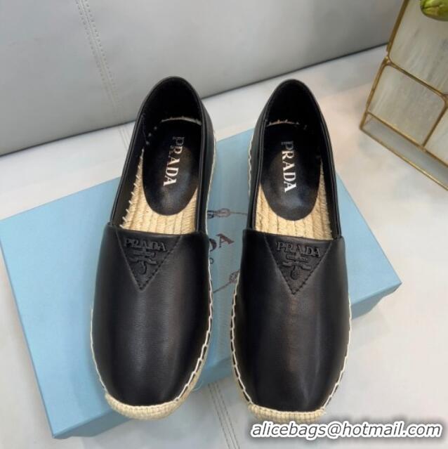 Good Quality Prada Nappa Lambskin Espadrilles Black 030731