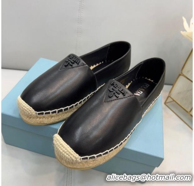 Good Quality Prada Nappa Lambskin Espadrilles Black 030731