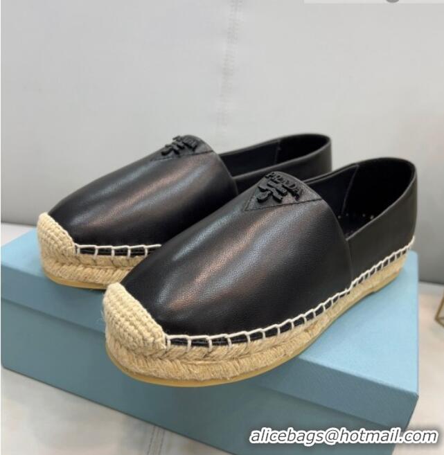 Good Quality Prada Nappa Lambskin Espadrilles Black 030731