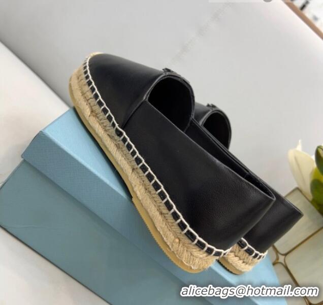 Good Quality Prada Nappa Lambskin Espadrilles Black 030731