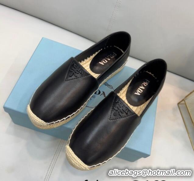 Good Quality Prada Nappa Lambskin Espadrilles Black 030731