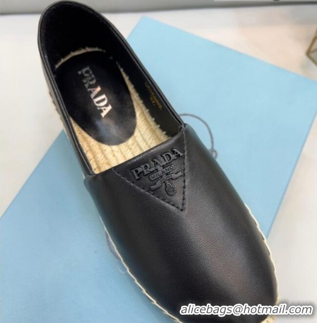 Good Quality Prada Nappa Lambskin Espadrilles Black 030731