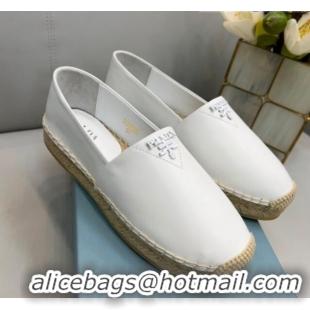 Stylish Prada Nappa Lambskin Espadrilles White 030732