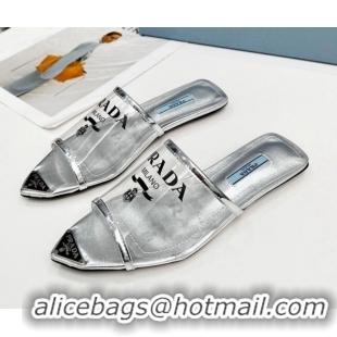 Low Price Prada TPU Flat Mules Silver 032379