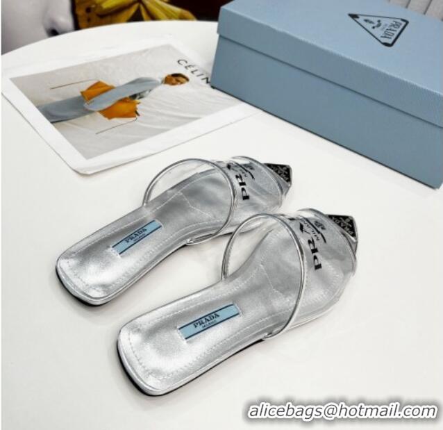 Low Price Prada TPU Flat Mules Silver 032379