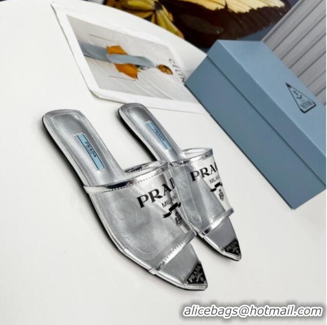 Low Price Prada TPU Flat Mules Silver 032379