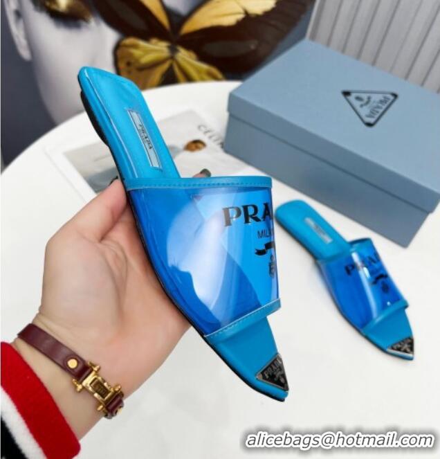 Shop Duplicate Prada TPU Flat Mules Blue 032382