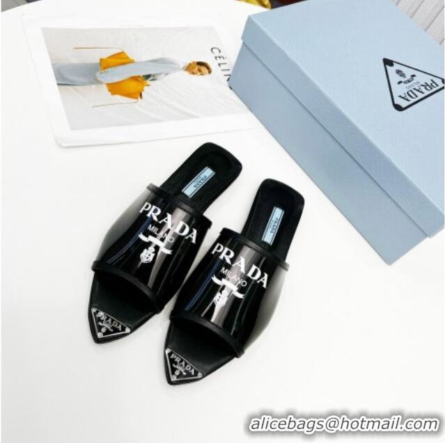 Good Quality Prada TPU Flat Mules Black 032383