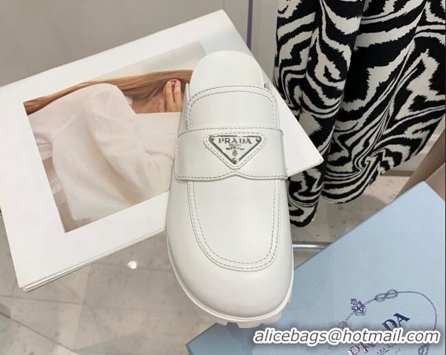 Hot Style Prada Leather Mules White 032451