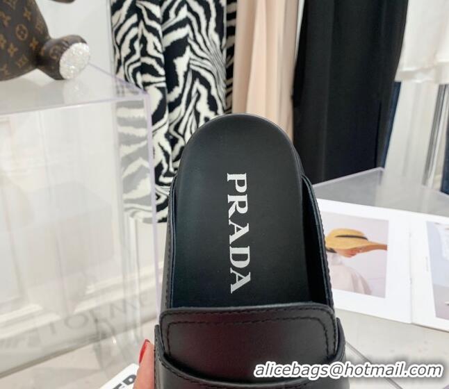  Good Quality Prada Leather Mules Black 2022 032452