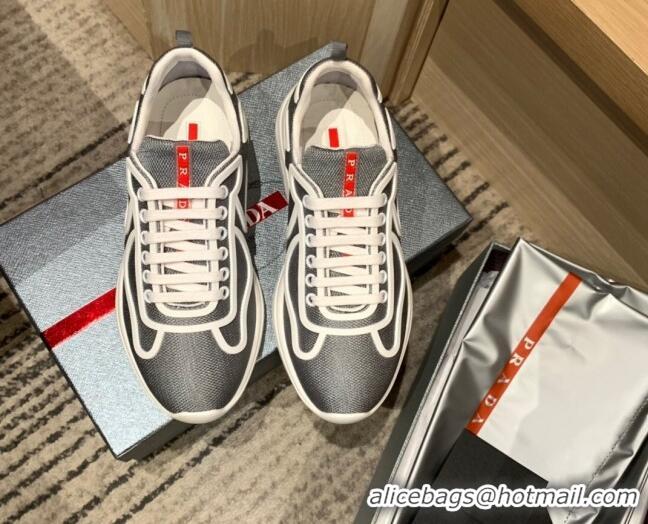 Best Product Prada Men's America's Cup Fabric Sneakers Grey 032614