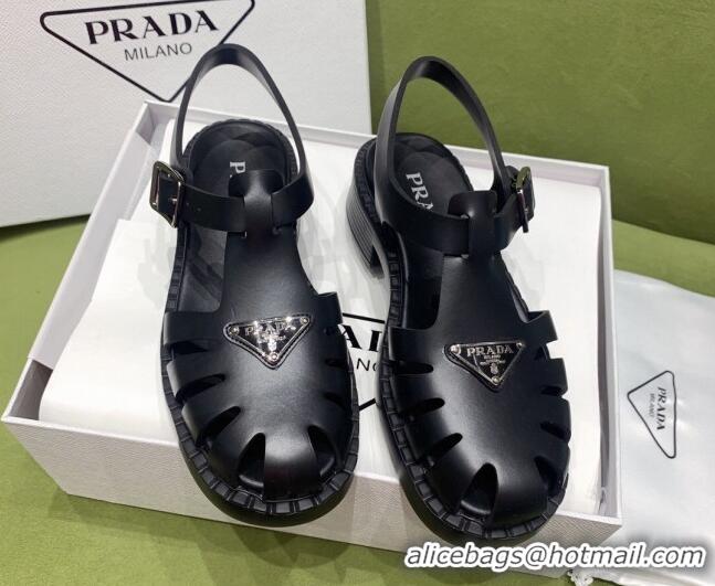 Good Product Prada Sporty Foam Rubber Sandals Black 032620