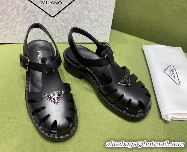 Good Product Prada Sporty Foam Rubber Sandals Black 032620