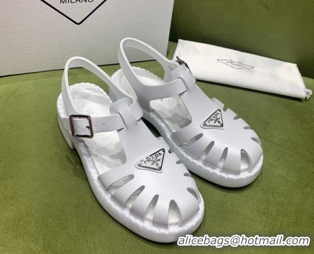 Popular Style Prada Sporty Foam Rubber Sandals White 032621