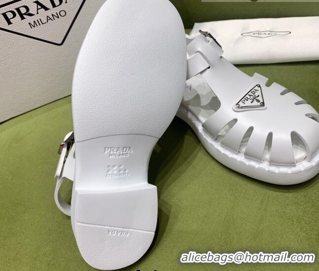 Popular Style Prada Sporty Foam Rubber Sandals White 032621