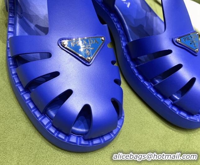 Top Design Prada Sporty Foam Rubber Sandals Blue 032622