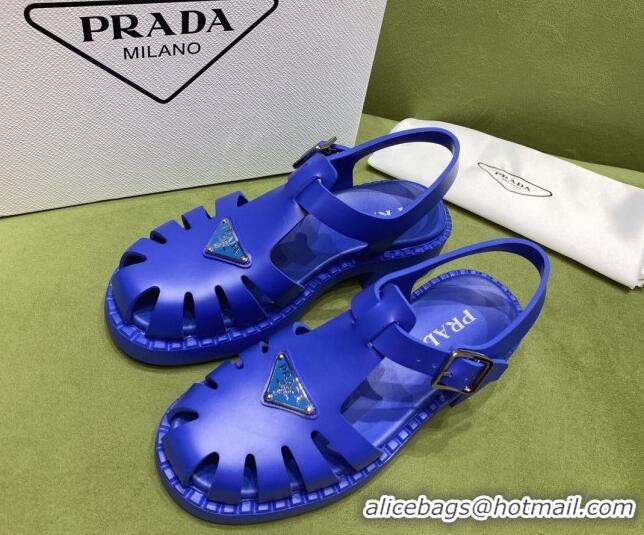 Top Design Prada Sporty Foam Rubber Sandals Blue 032622