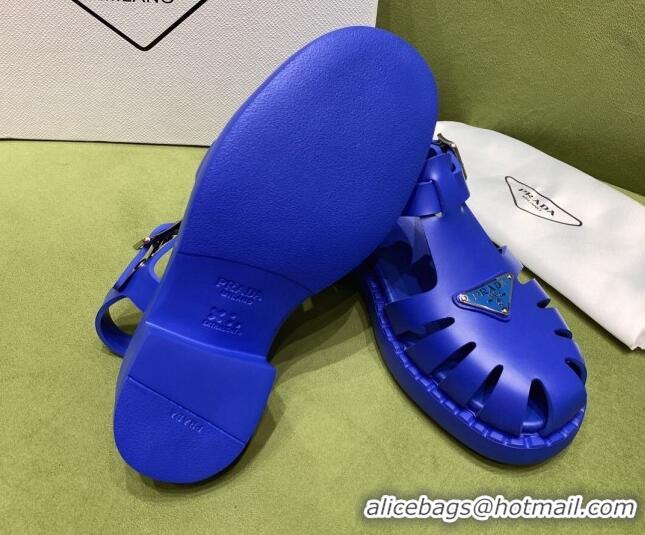 Top Design Prada Sporty Foam Rubber Sandals Blue 032622