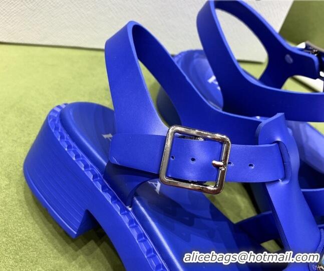 Top Design Prada Sporty Foam Rubber Sandals Blue 032622