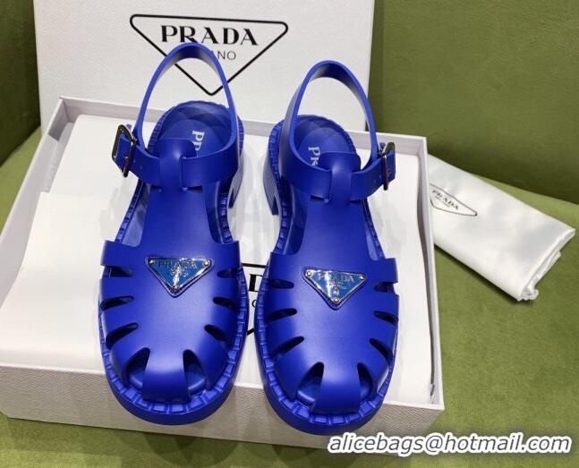 Top Design Prada Sporty Foam Rubber Sandals Blue 032622