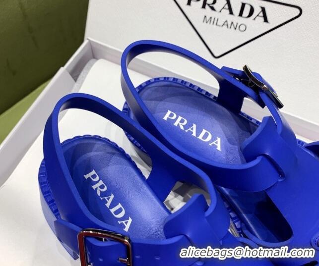 Top Design Prada Sporty Foam Rubber Sandals Blue 032622