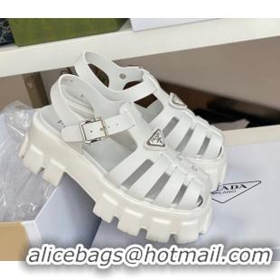 Charming Prada Foam Rubber Flatform Sandals 5.5cm White 032625