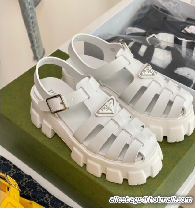 Charming Prada Foam Rubber Flatform Sandals 5.5cm White 032625