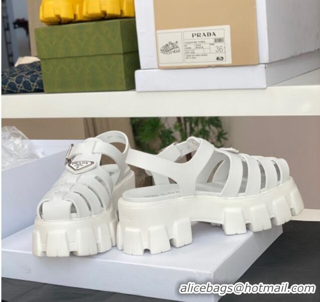 Charming Prada Foam Rubber Flatform Sandals 5.5cm White 032625