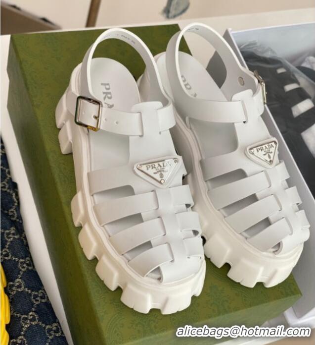 Charming Prada Foam Rubber Flatform Sandals 5.5cm White 032625