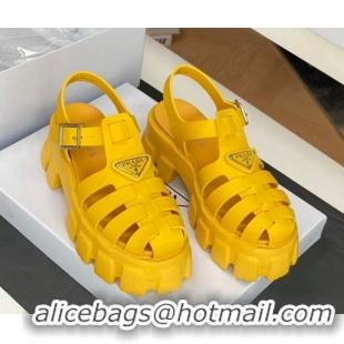 Stylish Prada Foam Rubber Flatform Sandals 5.5cm Yellow 032627