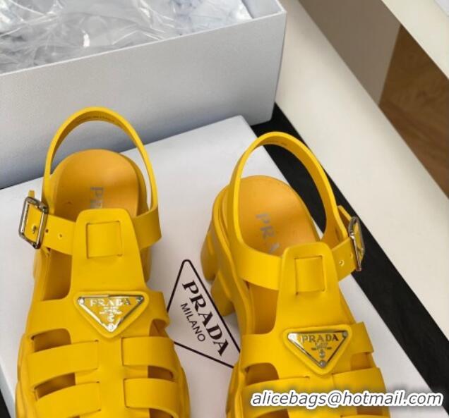 Stylish Prada Foam Rubber Flatform Sandals 5.5cm Yellow 032627