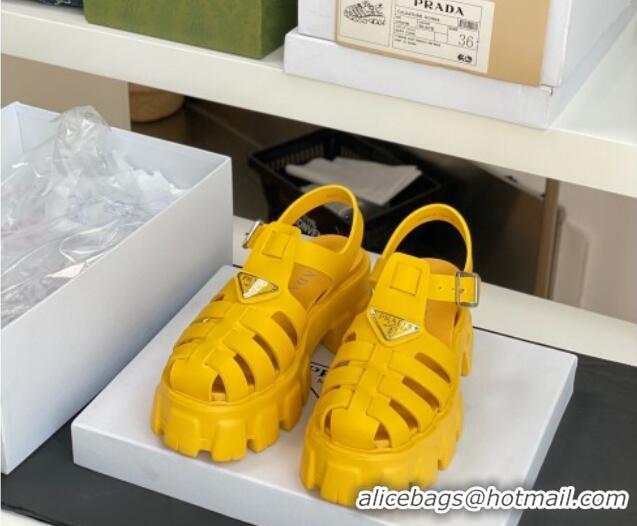 Stylish Prada Foam Rubber Flatform Sandals 5.5cm Yellow 032627