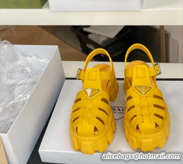 Stylish Prada Foam Rubber Flatform Sandals 5.5cm Yellow 032627