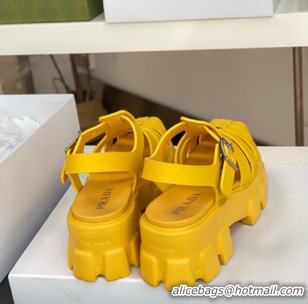 Stylish Prada Foam Rubber Flatform Sandals 5.5cm Yellow 032627