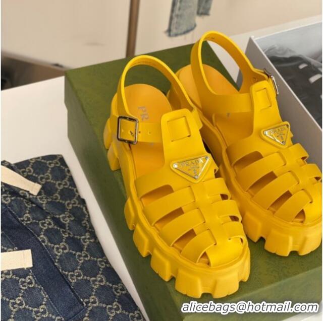 Stylish Prada Foam Rubber Flatform Sandals 5.5cm Yellow 032627