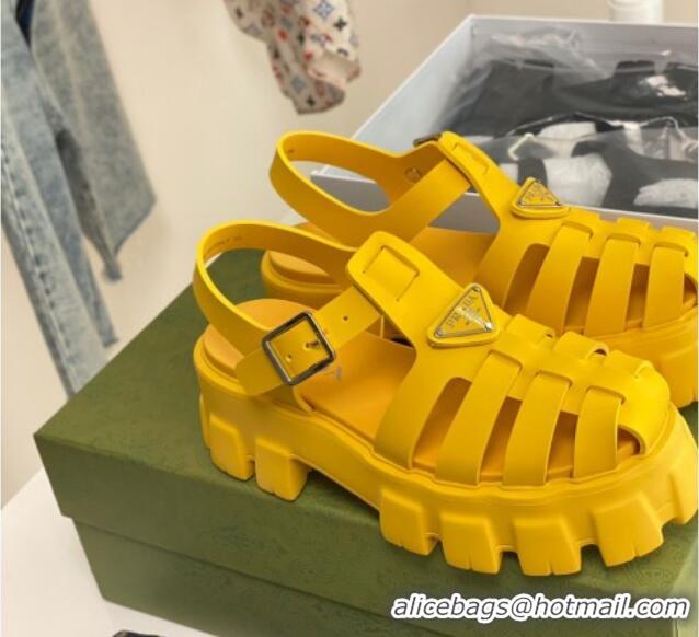 Stylish Prada Foam Rubber Flatform Sandals 5.5cm Yellow 032627