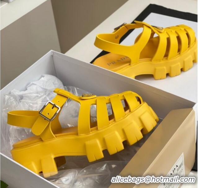 Stylish Prada Foam Rubber Flatform Sandals 5.5cm Yellow 032627