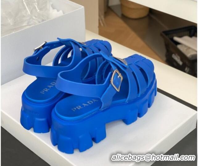 Luxury Prada Foam Rubber Flatform Sandals 5.5cm Blue 032628