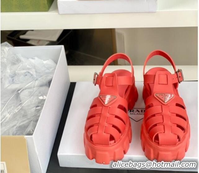 Unique Discount Prada Foam Rubber Flatform Sandals 5.5cm Pink 032629