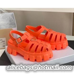 Lower Price Prada Foam Rubber Flatform Sandals 5.5cm Orange 032630