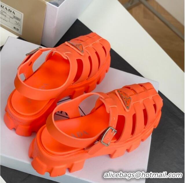 Lower Price Prada Foam Rubber Flatform Sandals 5.5cm Orange 032630