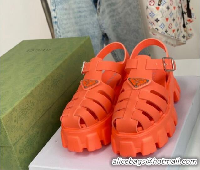 Lower Price Prada Foam Rubber Flatform Sandals 5.5cm Orange 032630