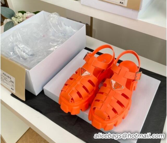 Lower Price Prada Foam Rubber Flatform Sandals 5.5cm Orange 032630